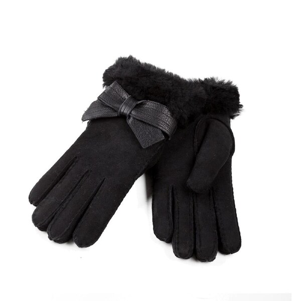 Ugg Sheepskin Ribbon Glove Ozwear Ugg M / BLACK