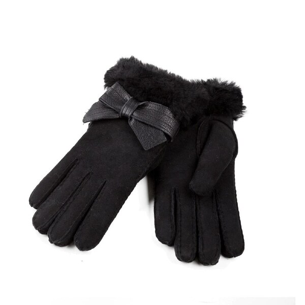 Ugg Sheepskin Ribbon Glove Ozwear Ugg S / BLACK