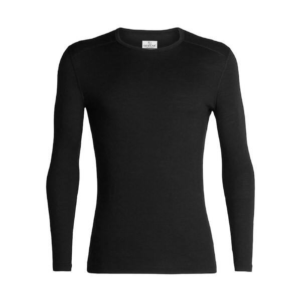 Men's 200 100% Merino Wool Long Sleeve Crew (Black, S) Ozwear Ugg S / STONE MARL