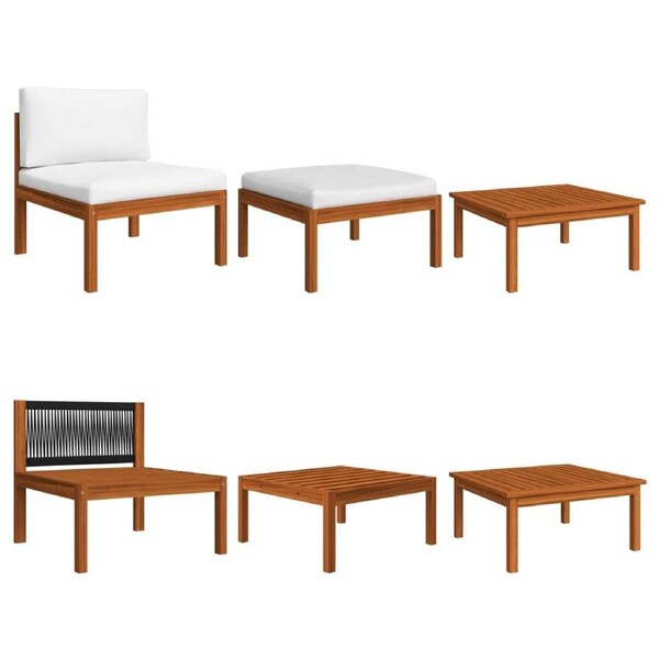 3 Piece Garden Lounge Set with Cushions Solid Acacia Wood vidaXL