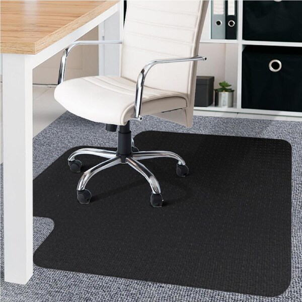 135x114cm Marlow Chair Mat for Carpet or Hard Floor Protectors PVC Mats Black / 135 x 114cm with Lip for Carpet
