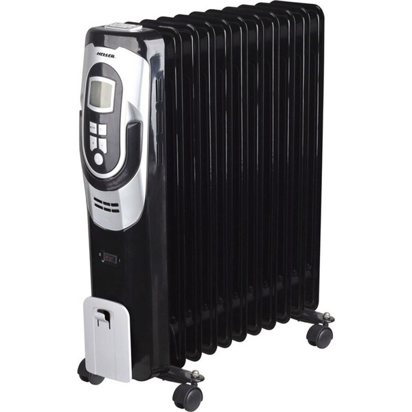 Heller 2400W Electric LCD Display 11 Fin Portable Floor Column Heater w/ WiFi BK