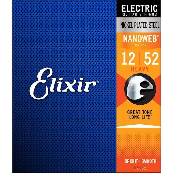 Elixir 12152 Nanoweb Electric Guitar Strings Heavy Gauge 12-52