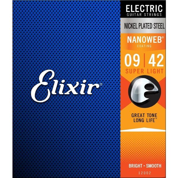 Elixir 12002 Nanoweb Electric Guitar Strings Super Light 9-42 Gauge