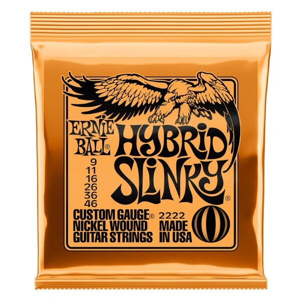 Ernie Ball Hybrid Slinky Nickel Wound Electric Guitar Strings, 9-46 Gauge