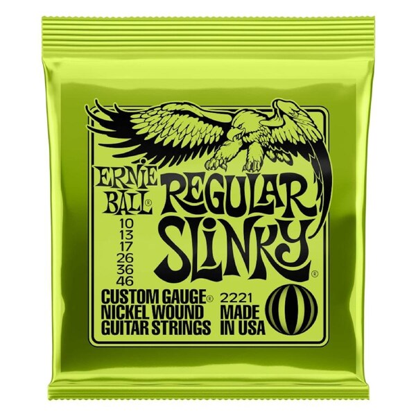 Ernie Ball Regular Slinky Nickel Wound Electric Guitar Strings, 10-46 Gauge