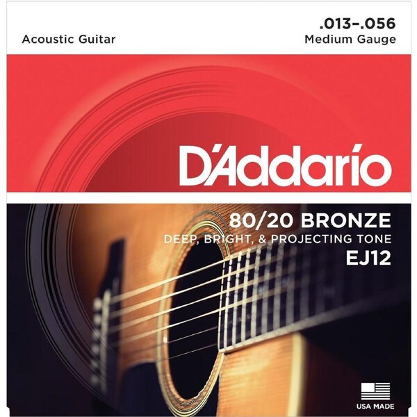 D'Addario EJ12 Acoustic Guitar String Set 13-56 Bronze Medium