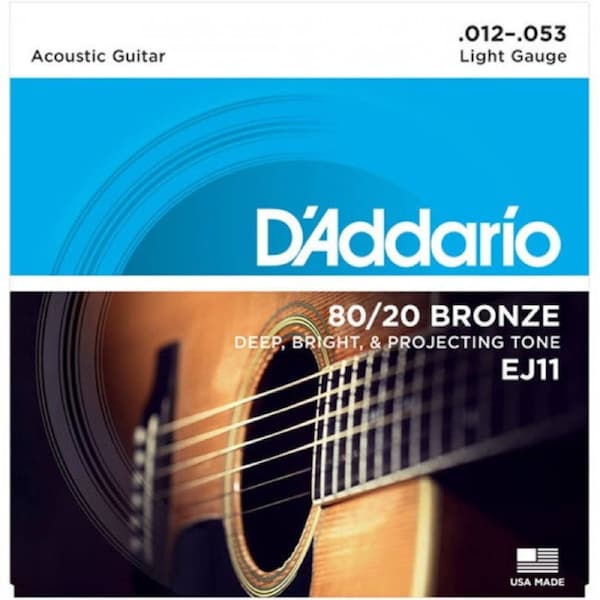 D'Addario EJ11 Acoustic Guitar String Set 12-53 80/20 Bronze