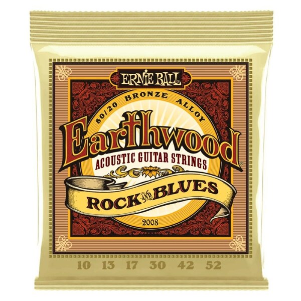 Ernie Ball Earthwood Rock and Blues with Plain G 80-20 Bronze Acoustic Guitar String, 10-52 Gauge