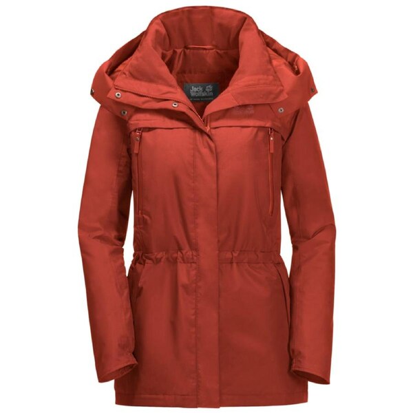 Jack Wolfskin Womens Fairway Ecosphere Jacket Waterproof Windproof Warm Mexican Pepper / XS