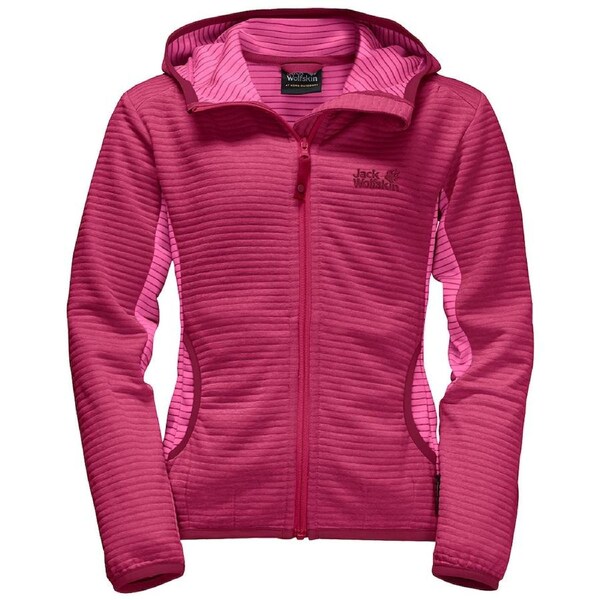 Jack Wolfskin Girls Jumper Kids Childrens Tongari Warm Fleece w Hood Azalea Red / 116