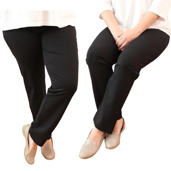 Womens Ponte Pants Straight Leg Stretch Elastic Waist Knit Warm Winter Ladies Small (10-12)