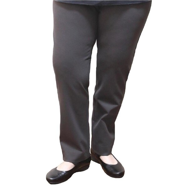 Womens Straight Leg Bengaline Pull On Stretch Work Pants Ladies Bottoms Ponte Charcoal / Small (10-12)