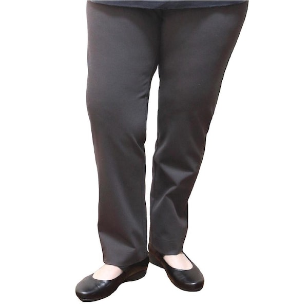 Womens Straight Leg Bengaline Pull On Stretch Work Pants Ladies Bottoms Ponte Charcoal / Medium (12-14)