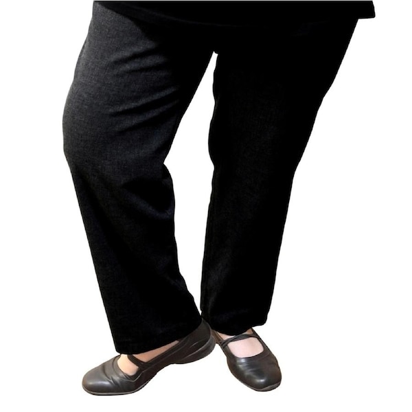 Womens Full Length Pants Relaxed Fit Pure Cotton Casual Work Ladies Trousers Black / Small (10-12)