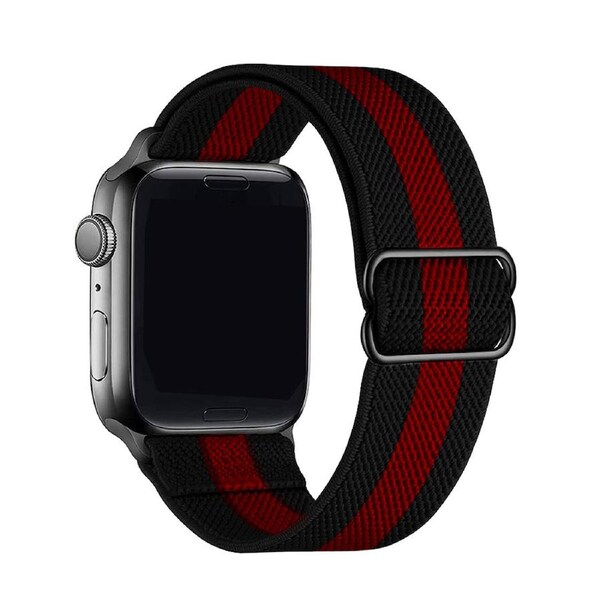 ZUSLAB Nylon Elastic Strap for Apple Watch iWatch Band Series 6 5 4 3 2 1 42mm 44mm - Black & Red