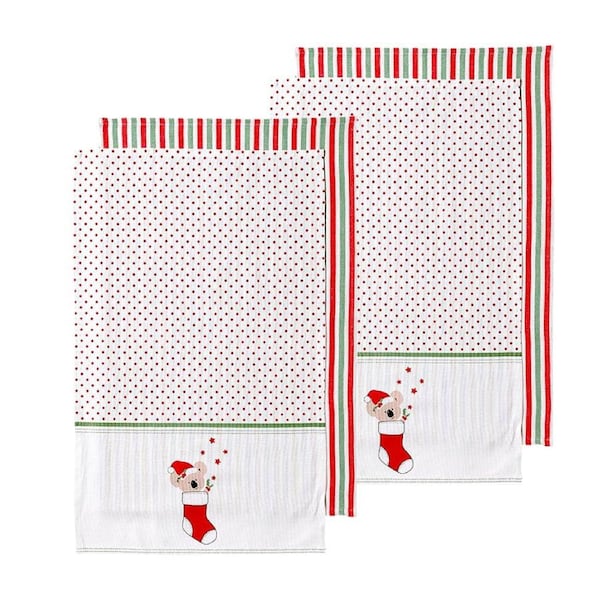 Set of 4 Aussie Stocking Kitchen / Cleaning 100% Cotton Tea Towels 45 x 70 cm by Ladelle