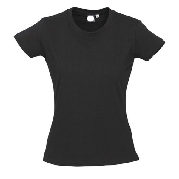 Womens PLAIN T-SHIRT 100% COTTON Tee Short Sleeve Basic Ladies Top Blank Black / XS (8)