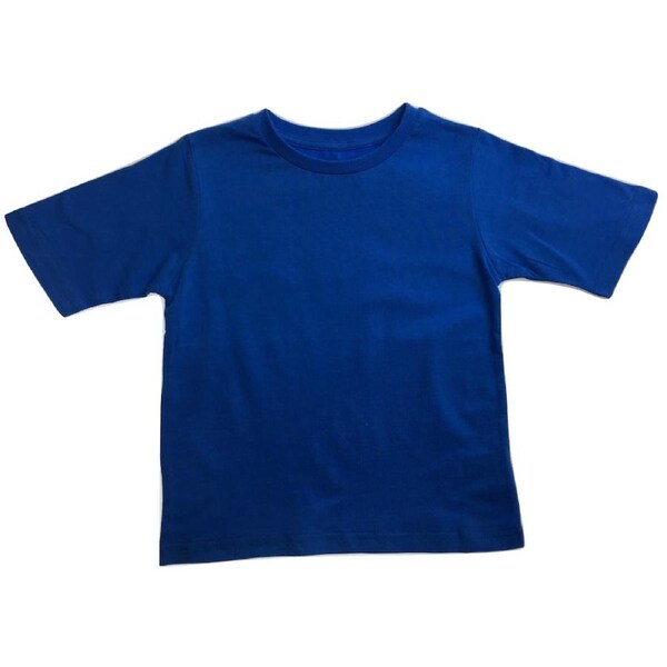 KIDS PLAIN T SHIRT Childrens Child 100% COTTON Boys Girls Basic Blank Tee Top Bright Blue / 4