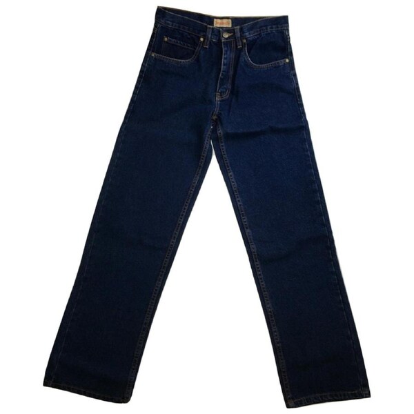 COMMANCHE Classic Basic Jeans Denim Original Straight Leg Pants Trousers Black Blue / 42" Waist