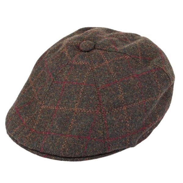 Dents Window Pane Check Driver Cap Driving Cabbie Quilted Satin 1-3037 Olive / Medium