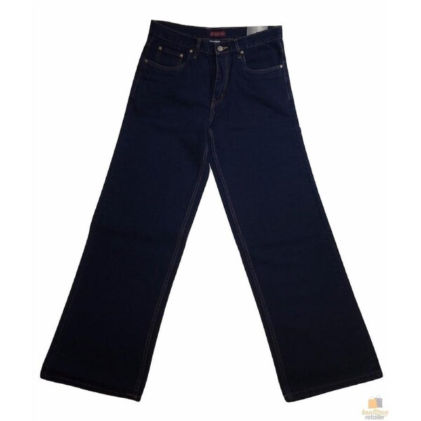 COMMANCHE Classic Easy Fit Jeans Denim Original Straight Leg Pants Trousers Dark Blue / 32" Waist