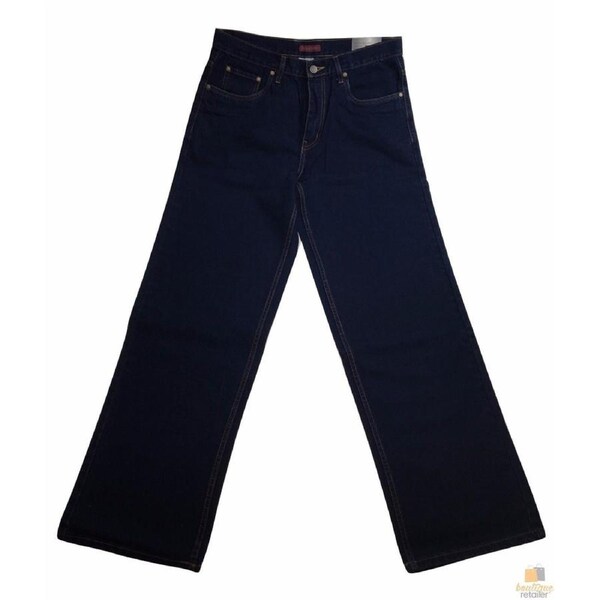 COMMANCHE Classic Easy Fit Jeans Denim Original Straight Leg Pants Trousers Dark Blue / 33" Waist