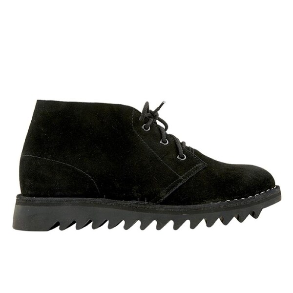 Ripple Sole Mens Harley Suede Leather Desert Boots Chukka Shoes Lace Up - Black US 8 (EU 41)