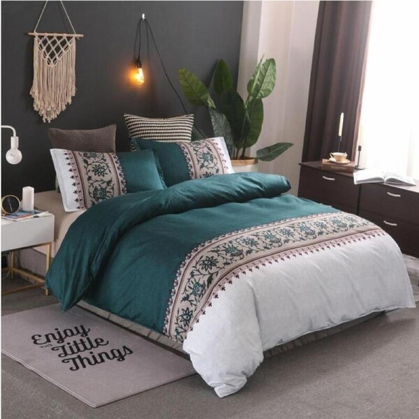 Bohemian Jade Design Quilt Cover Set Double