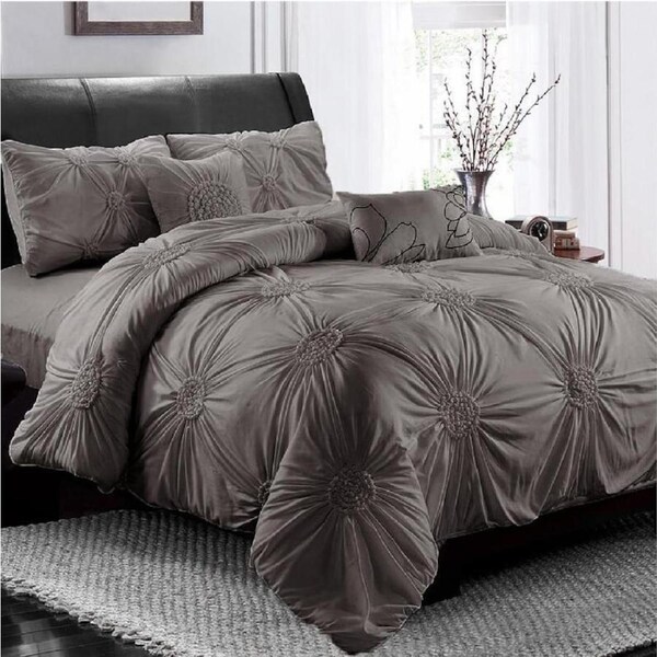 Stone Circle Ruched Large Diamond Pintuck Dyed Quilt/Doona Cover Pillowcase Set Single