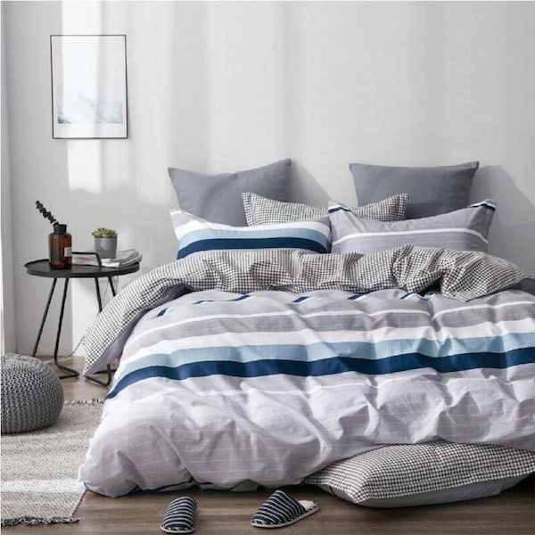 Blue Mind Design Cotton Quilt Cover Set Queen