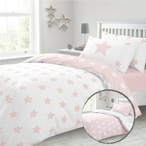 Pinkly Stars Quilt/Doona Cover Set Double