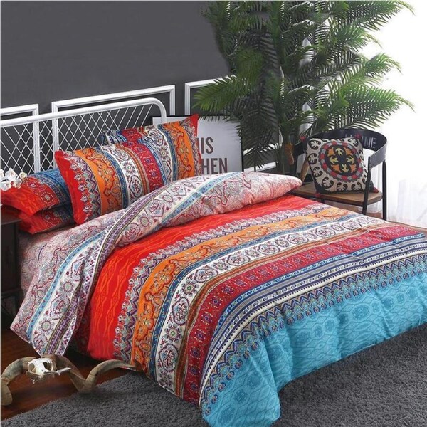 Mandala Stripe Quilt/Doona Cover Set Double