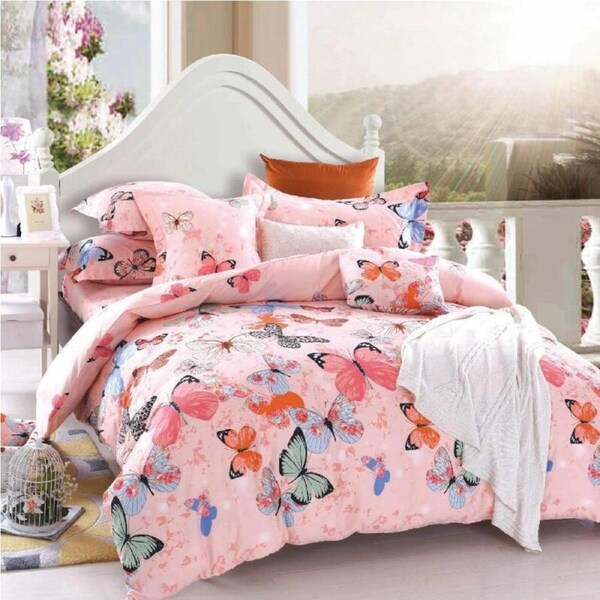 PINK BUTTERFLY Quilt/Doona Cover Set Double