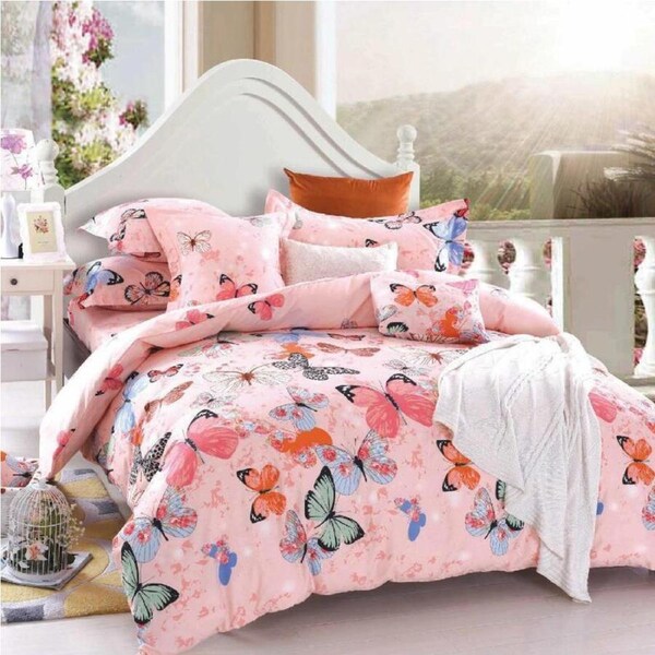 PINK BUTTERFLY Quilt/Doona Cover Set Super King