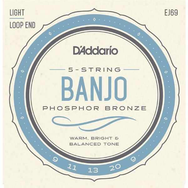D'Addario EJ69 5-String Banjo Strings, Phosphor Bronze, Light, 9-20