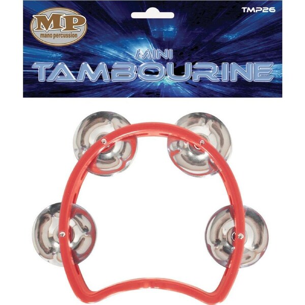 MANO PERCUSSION 3.5" Junior Tambourine, Headless, Red ABS rim, jingles