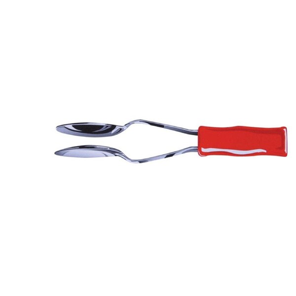 TROPHY - Chrome Plated Tempered Steel Musical Spoons Red plastic handle