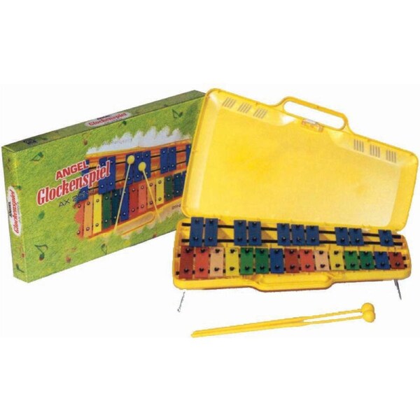 ANGEL Chromatic Glockenspiel 25 coloured metal bars, case, with beaters