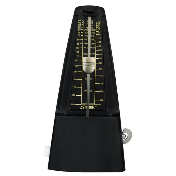 Aroma Black Mechanical Metronome AM707BLACK with Built-in Accent Bell