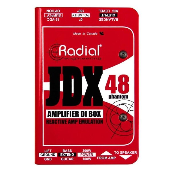 Radial JDX 48 - Class-A Reactive DI Box for Guitar Amp - +48V Phantom Powered / 15VDC