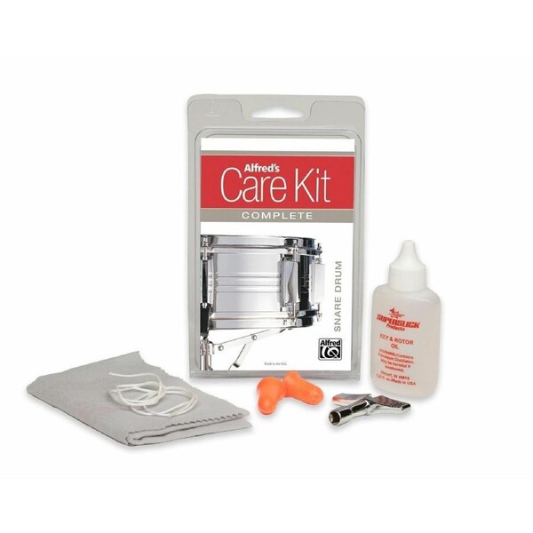 Alfred's Care Kit Complete For Snare Drum Inc. Drum Key, Cloth and Earplugs