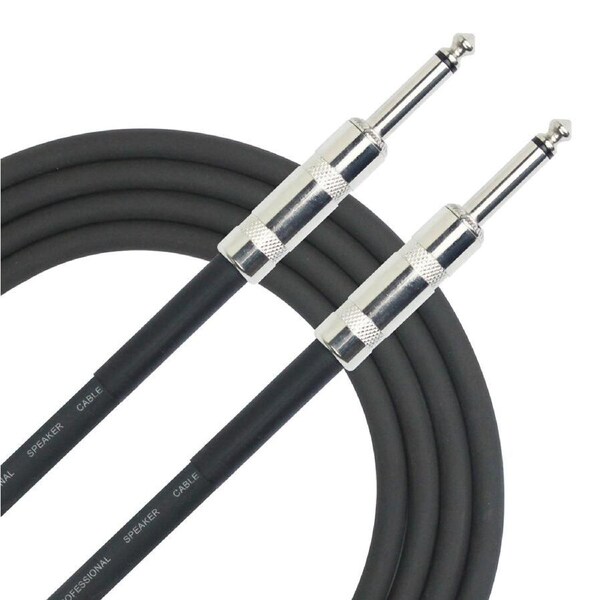Kirlin KSBCV166-3 3FT 16AWG Speaker Cable 1/4" Mono Plug CCAM Conductors Black PVC Jacket
