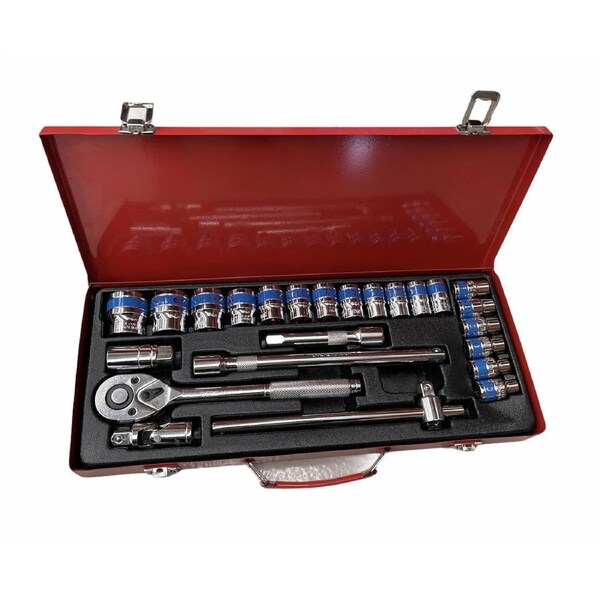 24pcs Ratchet Socket Wrench Set Screwdriver Bits Extension Hex Chrome Vanadium