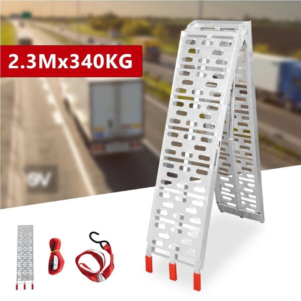 Advwin Loading Ramp, Aluminum Folding Truck Tailgate Ramp Trailer, Easily and Safely Load and Unload Light Equipment Loading Ramp for ATV, 340 KG