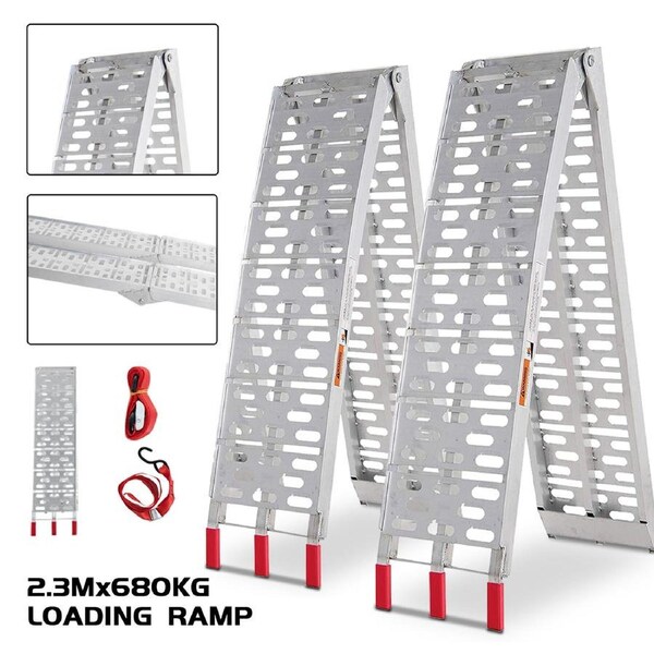 Advwin Motorcycle Loading Ramp (2pk), Aluminum Folding Truck Tailgate Ramp Trailer, Easily and Safely Load and Unload Light Equipment Loading Ramp for ATV, 680KG
