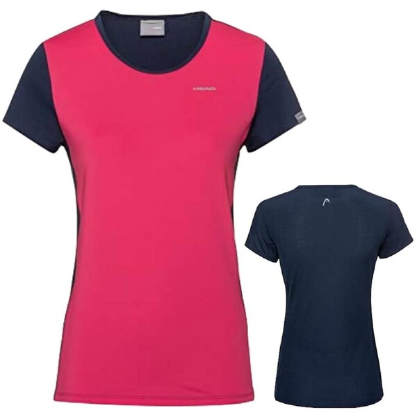 HEAD Womens Mia T-Shirt Tennis Sports Gym Workout - Magenta/Dark Blue XS