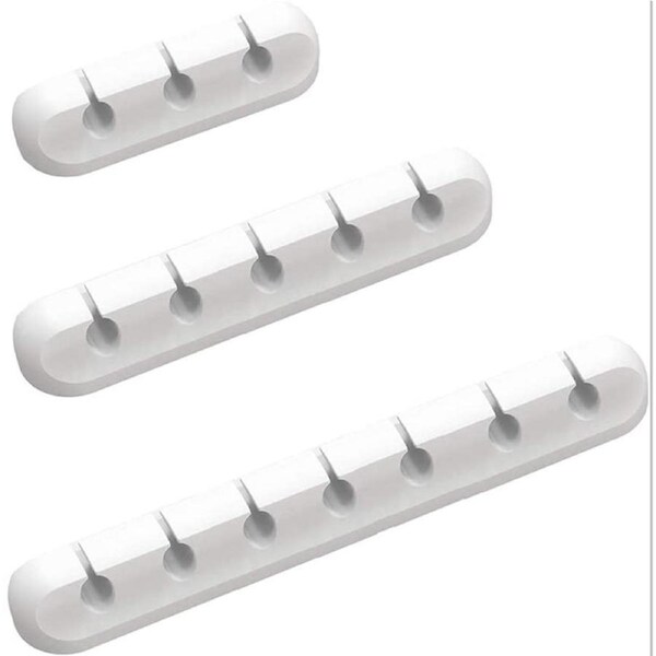 3 Pack Silicone Adhesive Charging Cable Management Clips Wire Holder Organizer White