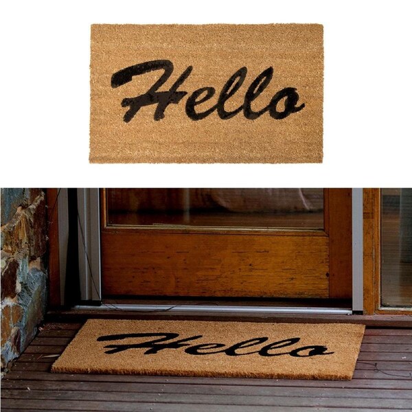 Hello PVC Backed Coir Printed Door Mat