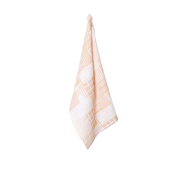 100% Linen Print Tea Towel Rue Blush by J Elliot Home